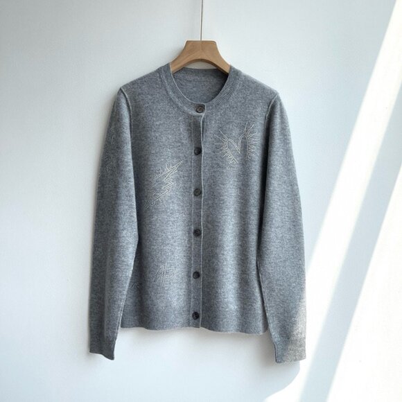 Zadig & Voltaire Grey Cashmere Knit Cardigan - Picture 1 of 6